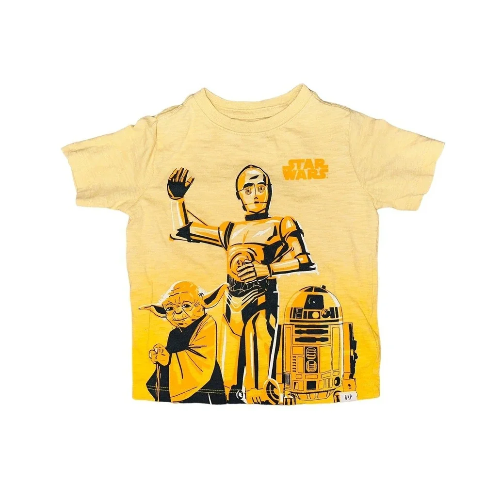 T2 Gap Yoda C-3P0 R2D2 Toddler‎ Shirt Top Yellow 3T